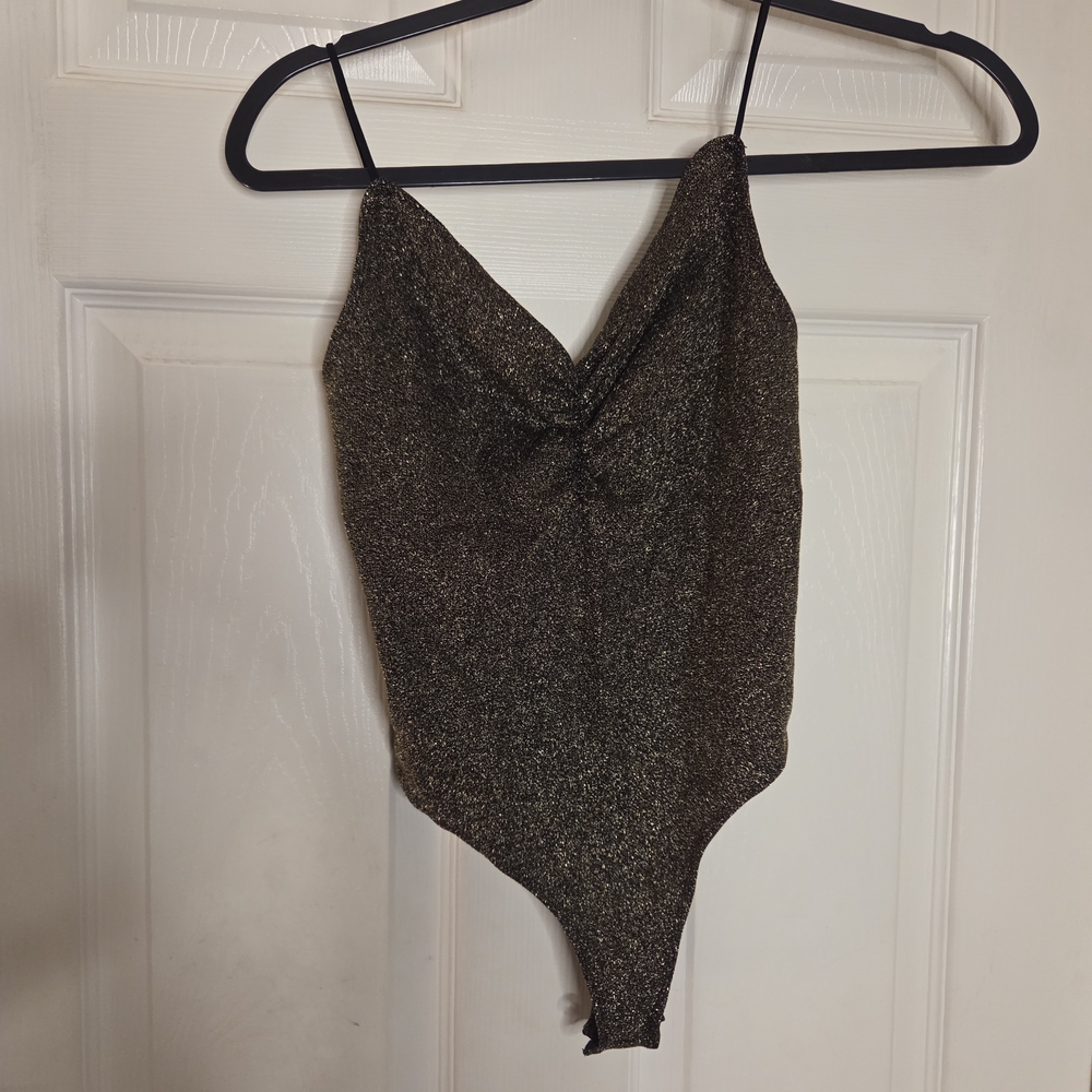 Anthropologie Gold and Black Sparkle Top